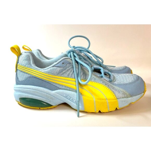 Puma Cell Women's Flow Athletic Shoe Sneaker Blue Yellow Size 5.5 - Picture 1 of 7